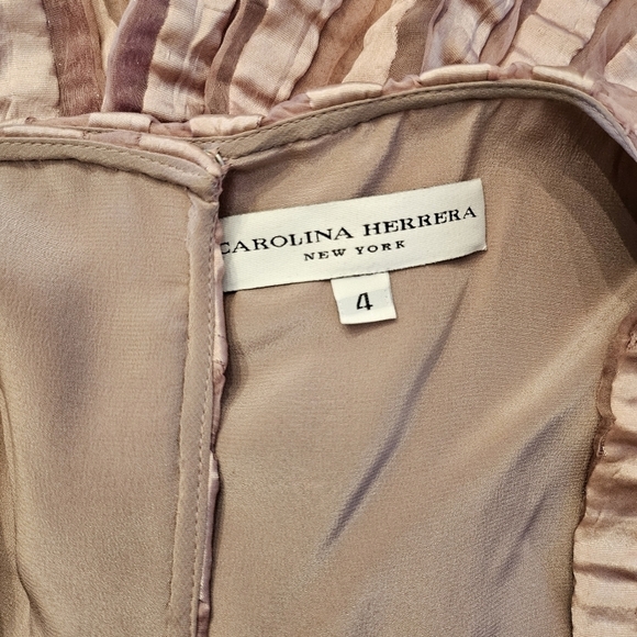 New Carolina Herrera Striped Sleeveless Silk Blend Pink Cocktail Midi Dress 4 US - Picture 7 of 10